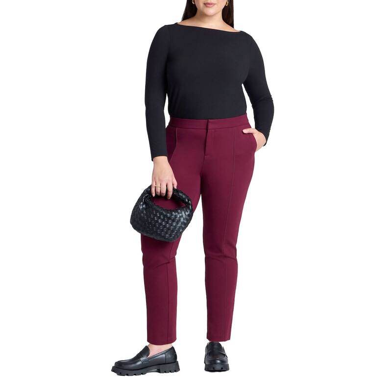 エロクイ レディース ボトムス カジュアルパンツ プラスサイズ プチ ELOQUII Women's Plusize Petite The Ultimate Stretch Slim Leg Pant Black ブラック