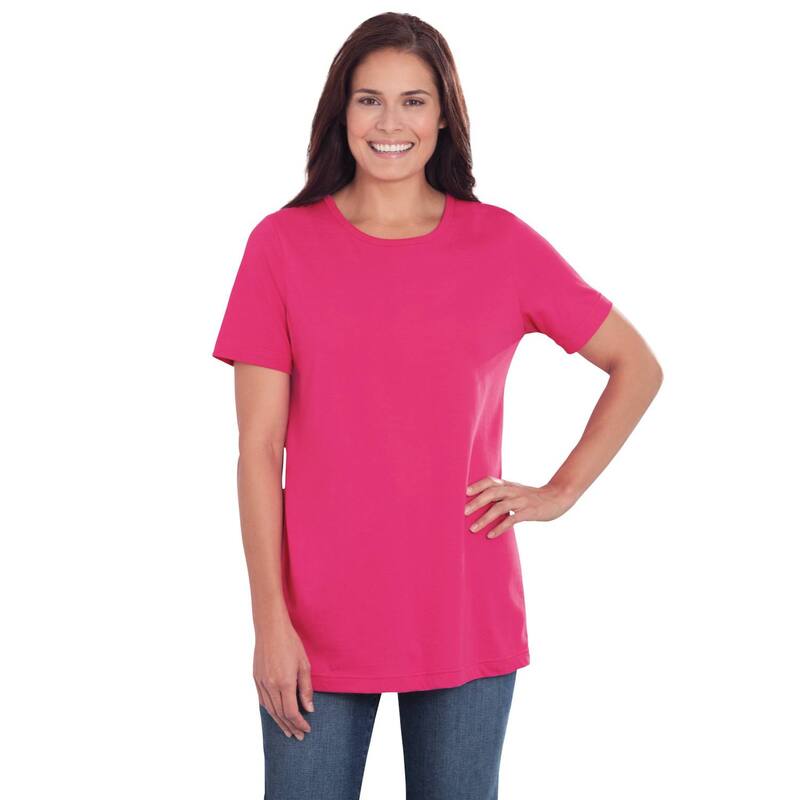 ウーマン ウィズイン レディース トップス Tシャツ クルーネック プラスサイズ プチ 半袖 Woman Within Plusize Petite Perfect Short-Sleeve Crewneck Tee Raspberry Sorbet