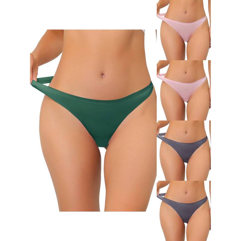 アレグラ ケー レディース アンダーウェア パンツ サテン ALLEGRA K 5 Packs Women's Unlined Underwear Satinvisible Bikini Comfortable No-show Thongs Gray Pink Dark Green グレー