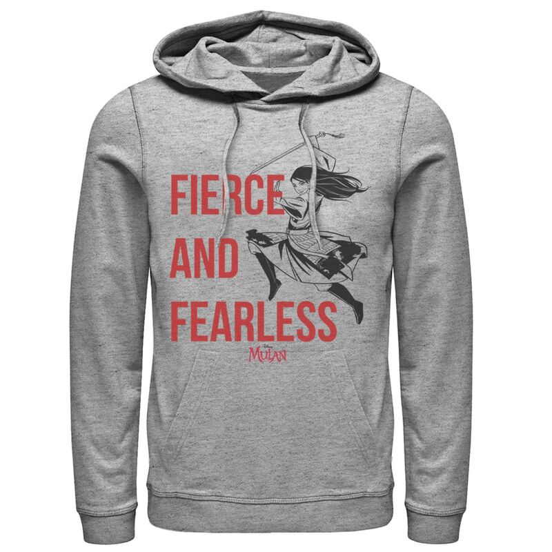 ウォルトディズニー レディース トップス プルオーバー パーカー Disney\u0027s Mulan Fierce And Fearless Action Pose Men\u0027s Hoodie Athletic Heather ギョリュウモドキ