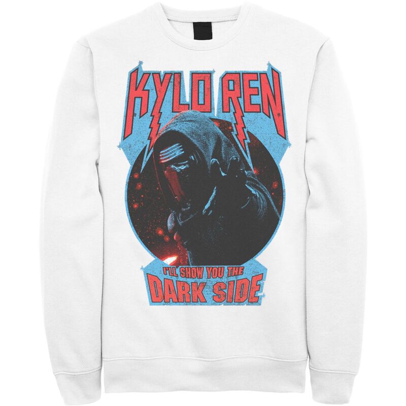 アニメ文字記号 レディース トップス プルオーバー 汗水 Licensed Character Men\u0027star Wars Kylo Ren Show You The Dark Side Metal Text Sweatshirt White 白いこと