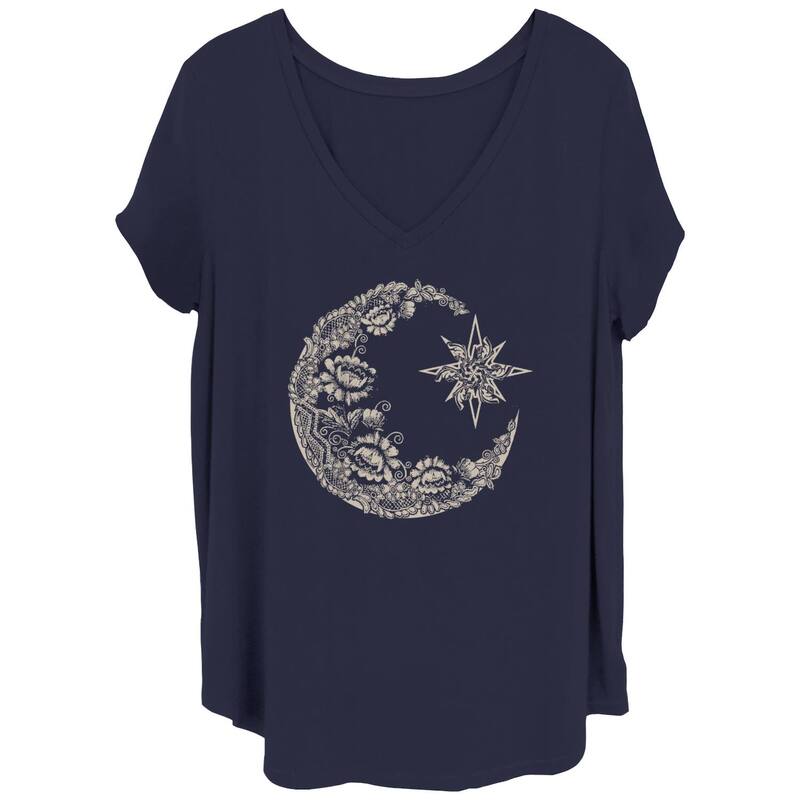 アンブランデッド レディース トップス Tシャツ プラスサイズ Unbranded Juniors' Plusize Crescent Moon Tee Navy ネイビー