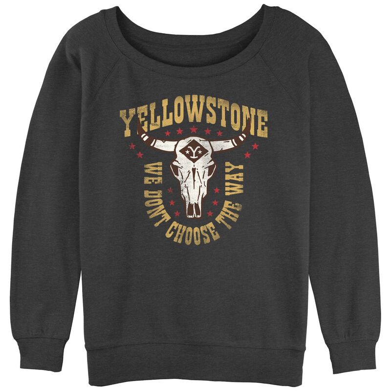 アニメキャラクター レディース トップス Tシャツ パイル Licensed Character Juniors' Yellowstone We Don't Choose The Way Slouchy Terry Pullover Charcoal Heather チャコール
