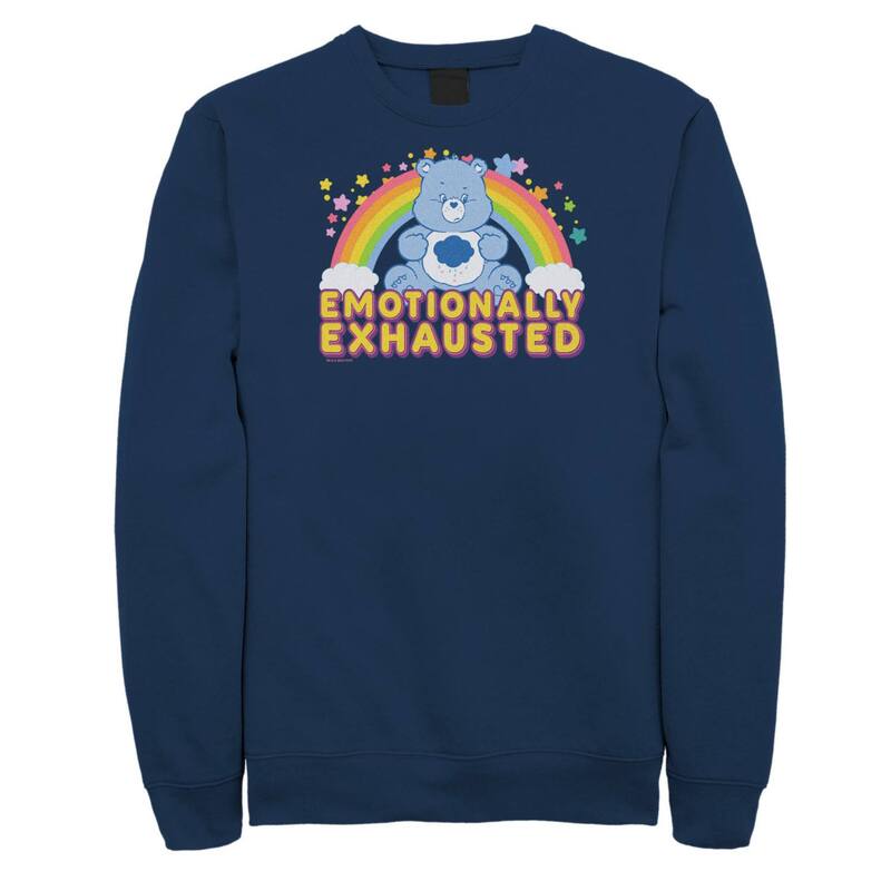 アニメ文字記号 レディース トップス プルオーバー スウェットール フリース Licensed Character Big \u0026 Tall Care Bears Emotionally Exhausted Fleece Sweatshirt Navy 米国海軍