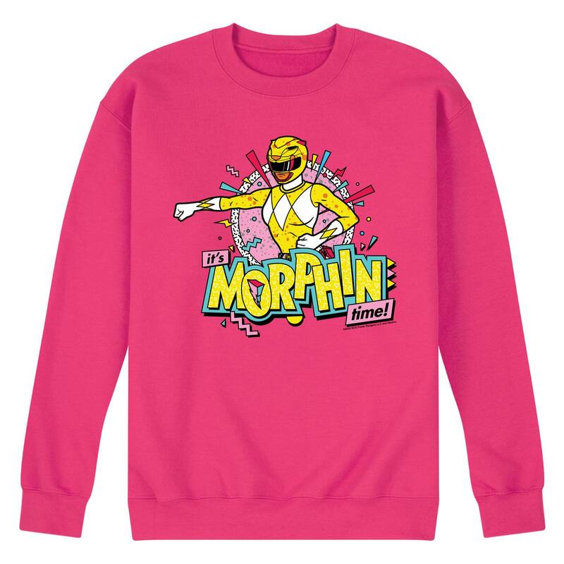 アニメキャラクター レディース トップス Tシャツ スウェット フリース Licensed Character Men's Powerangers Morphin Time Yellow Fleece Sweatshirt Pink ピンク｜ReVida 店