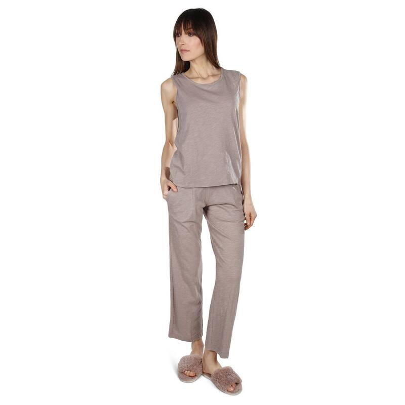 メモイ レディース アンダーウェア ナイトウェア リラックスフィット パンツ Tシャツ コットン ニット MeMoi Women's Relaxed Fit 100% Cotton Slub Knit Pants and T-Shirt Setaupe トープ 18,855円