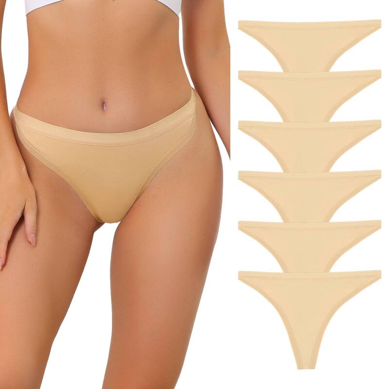 アレグラ ケー レディース アンダーウェア パンツ ALLEGRA K Women's 6 Packs G-String Thong High-Cut Breathable Panties Thongs 6 Beige ベージュ