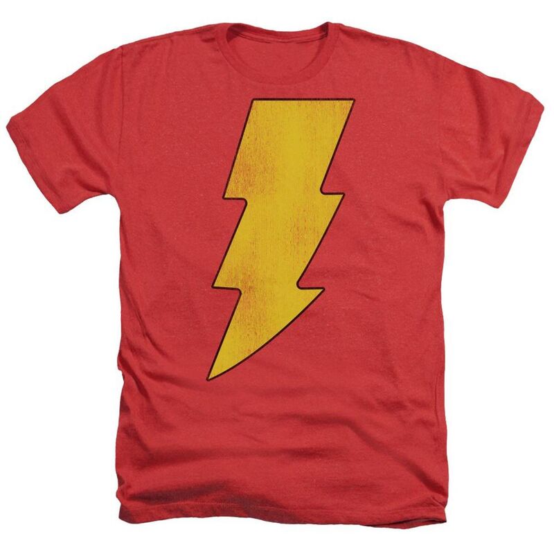 アニメ文字記号 レディース トップス ティーシャツ ロゴタイプ Licensed Character Dcomicshazam Logo Distressed Adult Heather T-shirt Red 赤いこと レディースファッション-Tシャツ・カットソー-トップス
