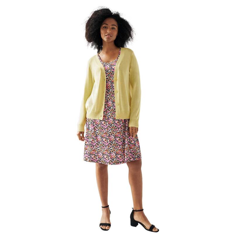 Ellos レディース アウター ニット・セーター プラスサイズ カーディガン ellos Plusize Boxy Cardigan Butter