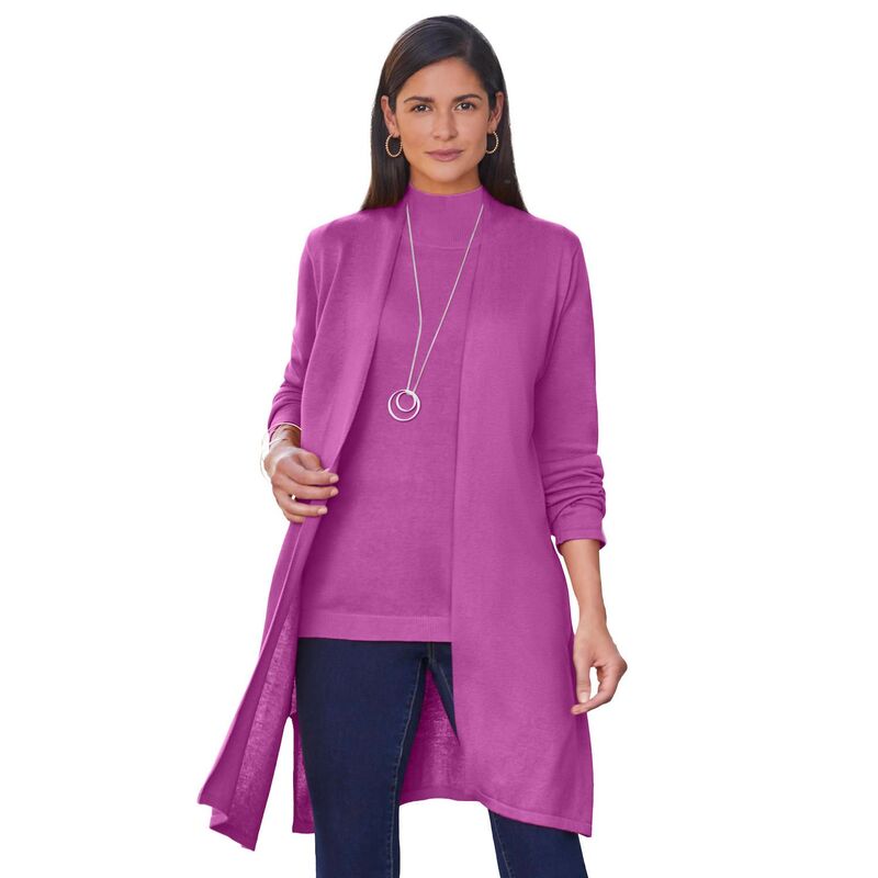 ジェシカロンドン レディース アウター ニット・セーター プラスサイズ カーディガン Jessica London Women's Plusize Fine Gauge Cardigan Topper Deep Orchid