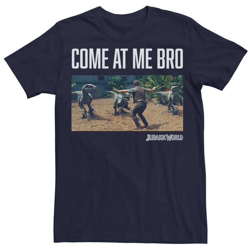アニメキャラクター レディース トップス Tシャツ Licensed Character Men's Jurassic World Come At Me Bro Tee Navy ネイビー
