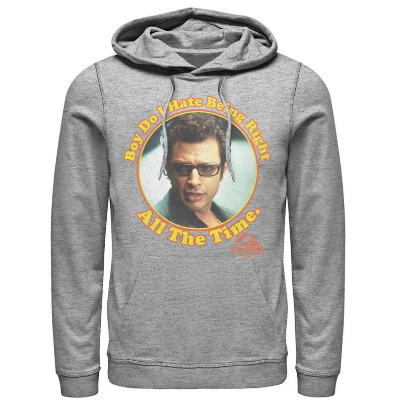 アニメキャラクター レディース トップス Tシャツ パーカー Licensed Character Men's Jurassic Park Hate Being Right All The Time Hoodie Athletic Heather ヘザー