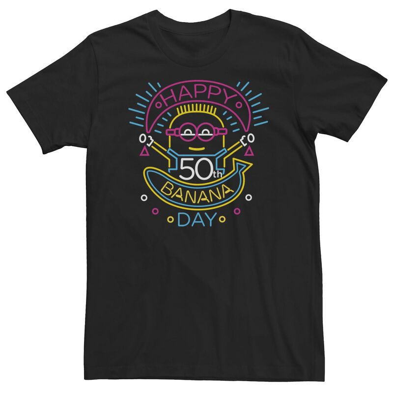 アニメキャラクター レディース トップス Tシャツ ミニ トール Licensed Character Big & Tall Despicable Me Minions Happy 50th Banana Day Tee Black ブラック