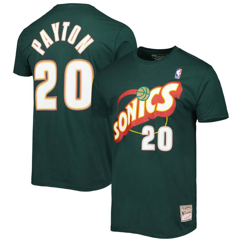ミッチェル\u0026ネス レディース トップス ティーシャツ Men\u0027s Mitchell \u0026 Ness Gary Payton Green Seattle SuperSonics Hardwood Classicstitch Name \u0026 Number T-Shirt Nba Green 緑であること レディースファッション-Tシャツ・カットソー