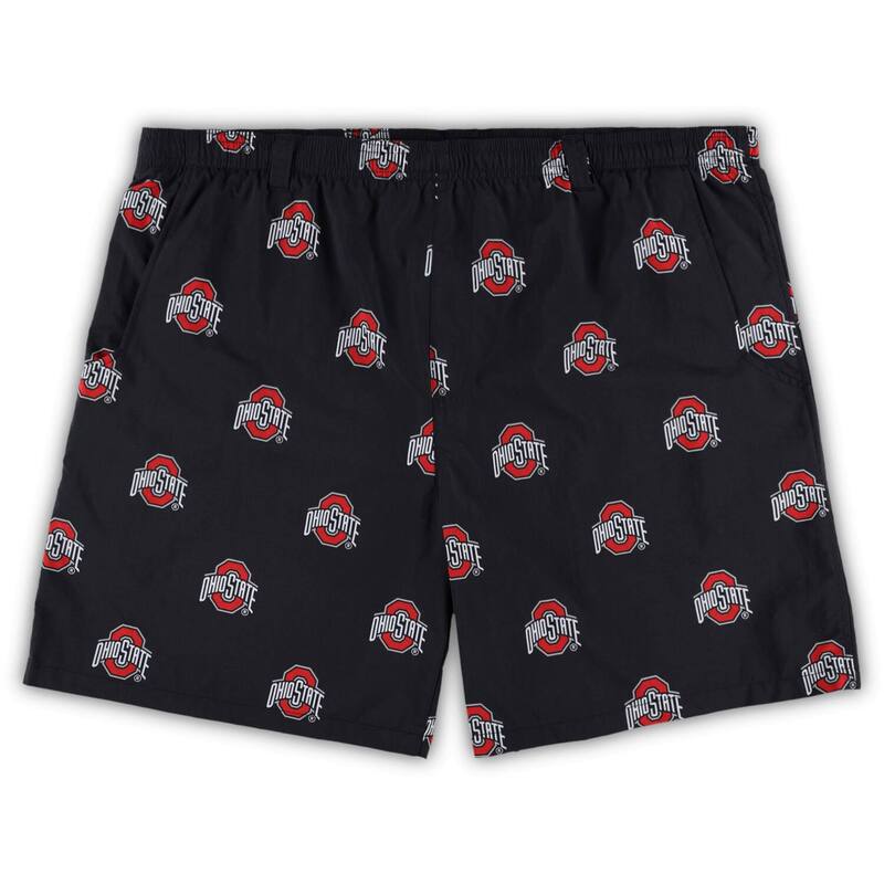 コロンビア レディース ボトムス ハーフパンツ・ショーツ プリントール ショートパンツ Men's Columbia Black Ohio State Buckeyes Big & Tall Backcast II Allover Print Omni-Shade Shorts Osu Black ブラック｜ReVida 店