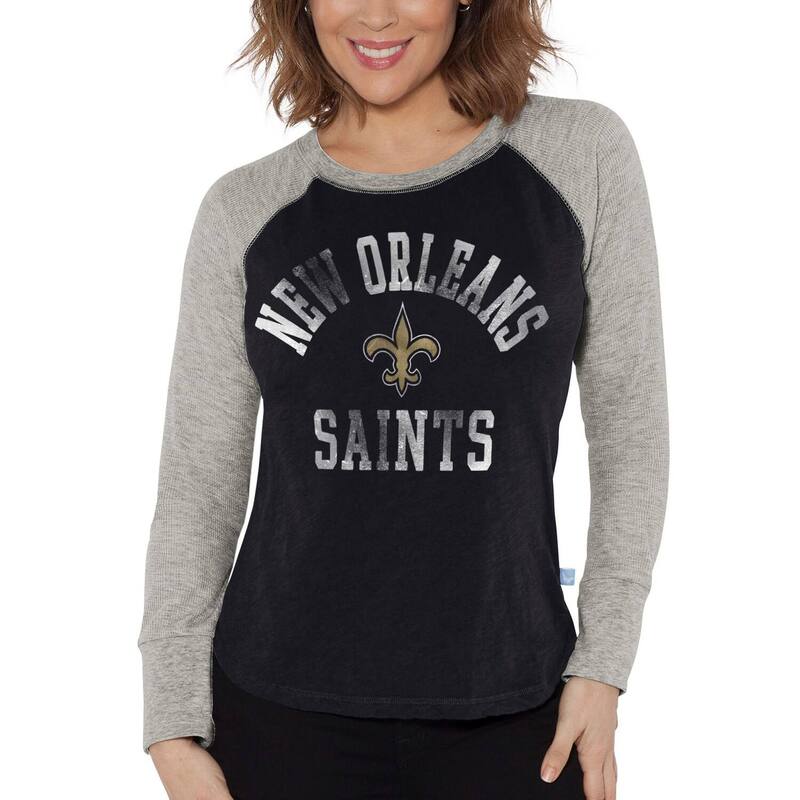 G-III レディース トップス Tシャツ ニット Women's G-III 4Her by Carl Banks Black/Heather Gray New Orleansaints Waffle Knit Raglan Long Sleeve T-Shirt Snt Black ブラック