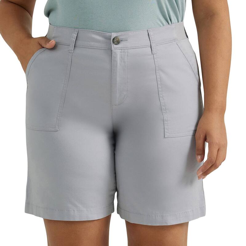 リー レディース ボトムス ハーフパンツ・ショーツ プラスサイズ ショートパンツ Plusize Lee FLEX TO GO Utility Bermuda Shorts Material Grey グレー