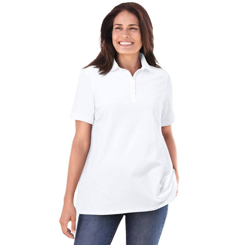 ウーマン ウィズイン レディース トップス Tシャツ ポロシャツ プラスサイズ 半袖 Woman Within Plusize Perfect Short-Sleeve Polo Shirt White ホワイト