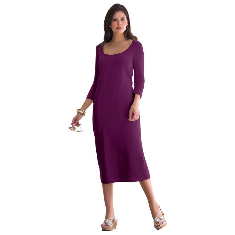 ジェシカロンドン レディース トップス ワンピース プラスサイズ Tシャツ コットン Jessica London Women Plusize Stretch Cotton T-Shirt Dress Dark Berry