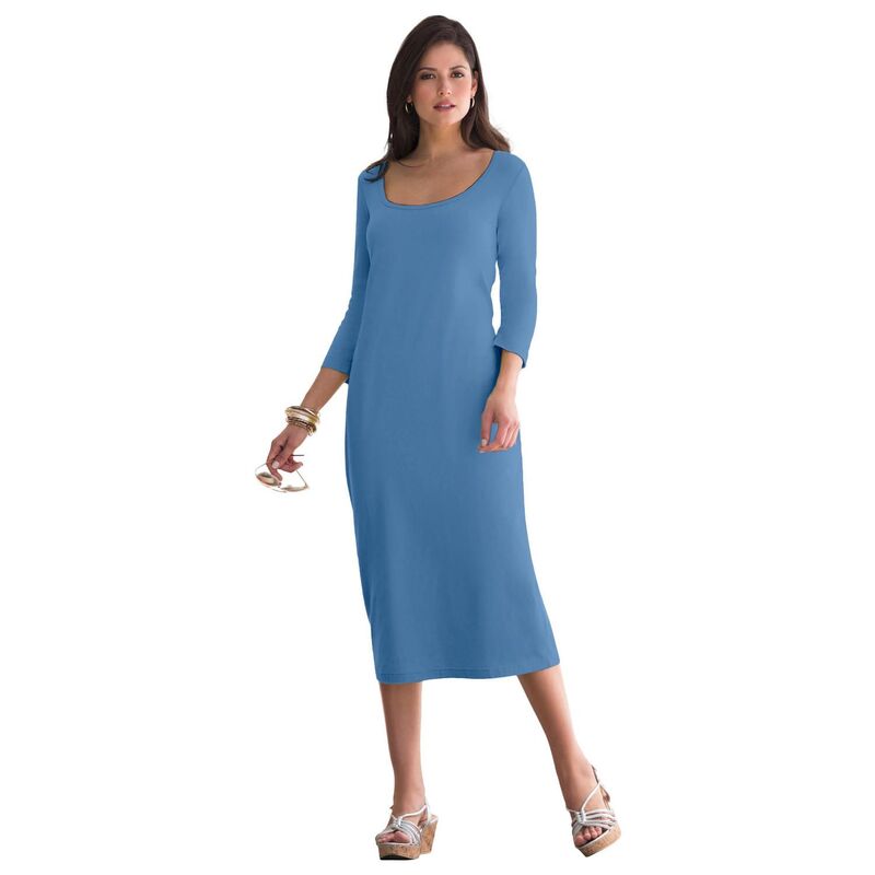 ジェシカロンドン レディース トップス ワンピース プラスサイズ Tシャツ コットン Jessica London Women Plusize Stretch Cotton T-Shirt Dress Dusty Indigo インディゴ