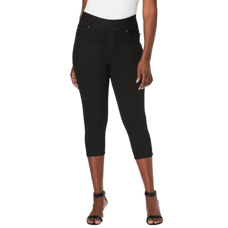 ジェシカロンドン レディース ボトムス カジュアルパンツ プラスサイズ デニム キャップ Jessica London Women's Plusize Comfort Waistretch Denim Capris Black ブラック