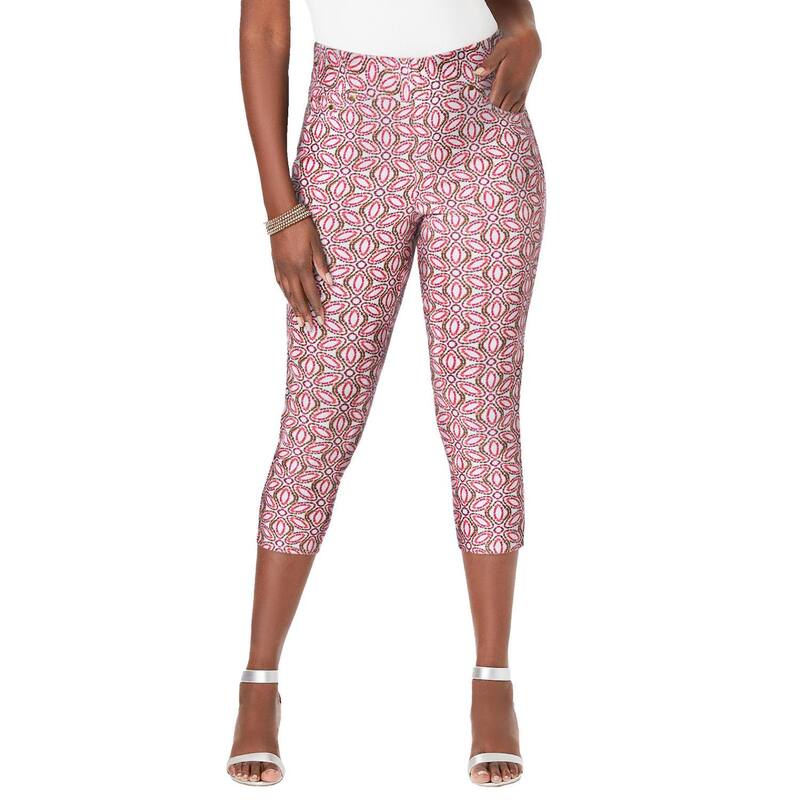 ジェシカロンドン レディース ボトムス カジュアルパンツ プラスサイズ デニム キャップ Jessica London Women's Plusize Comfort Waistretch Denim Capris Raspberry Mosaic デニム