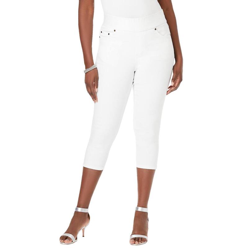 ジェシカロンドン レディース ボトムス カジュアルパンツ プラスサイズ デニム キャップ Jessica London Women's Plusize Comfort Waistretch Denim Capris White ホワイト