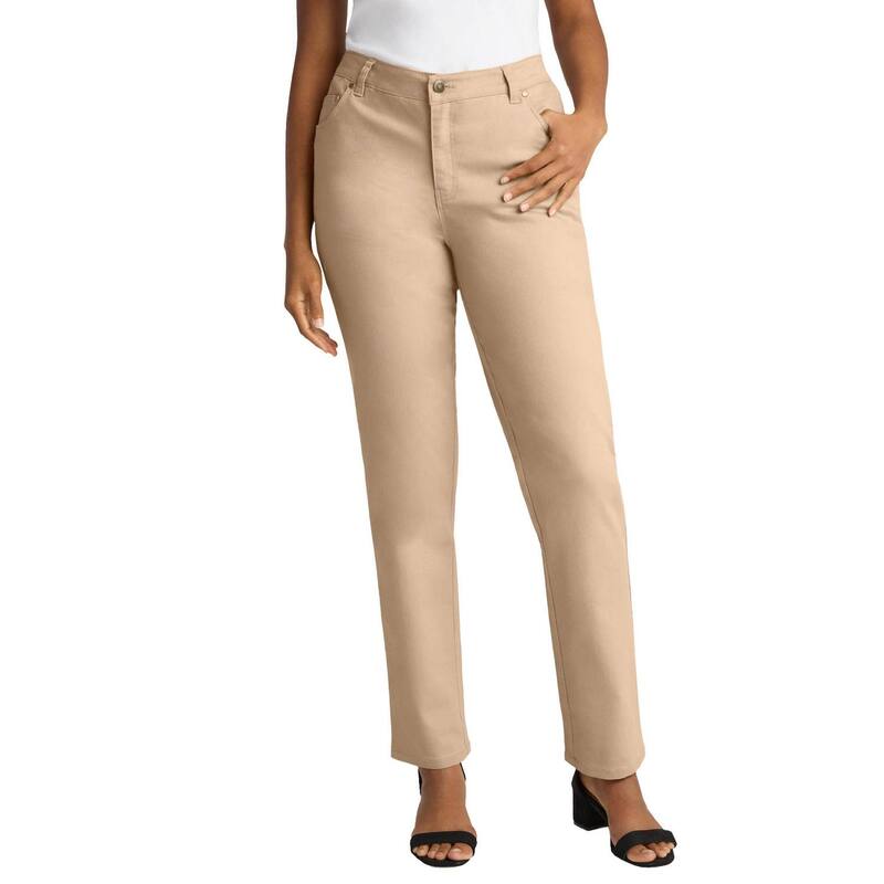 ジェシカロンドン レディース ボトムス デニムパンツ ストレート プラスサイズ Jessica London Women's Plusize True Fit Stretch Denim Straight Leg Jeanew Khaki カーキ