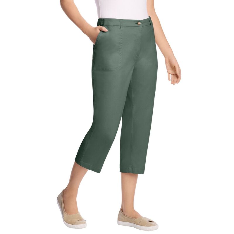 ウーマン ウィズイン レディース ボトムス カジュアルパンツ プラスサイズ キャップ Woman Within Plusize Adjustable Waist Chino Capri Pine