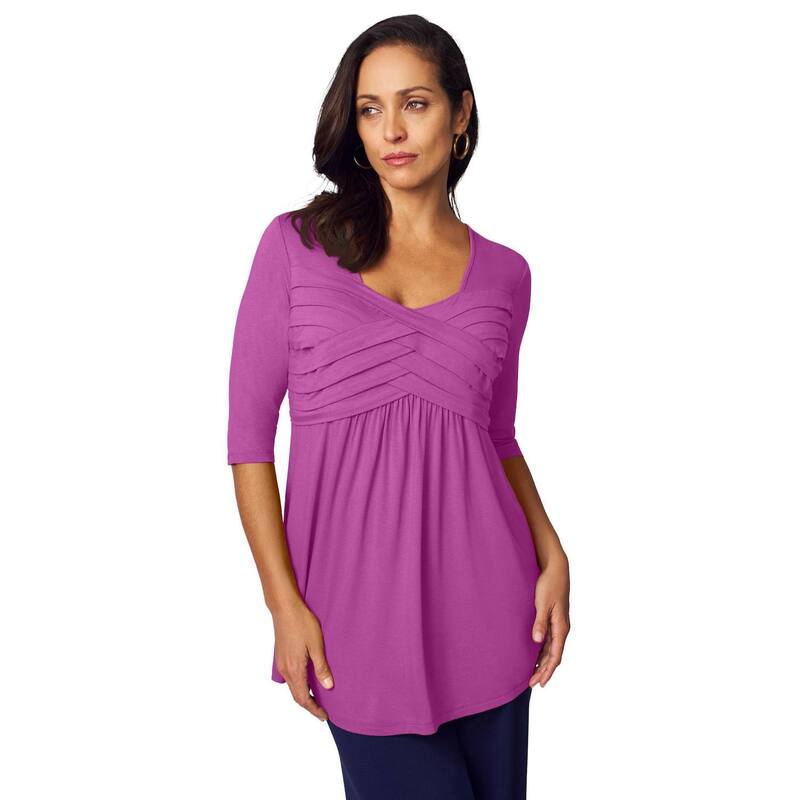 ジェシカロンドン レディース トップス Tシャツ プラスサイズ プリーツ ニット Jessica London Women's Plusize Stretch Knit Pleated Tunic Deep Orchid