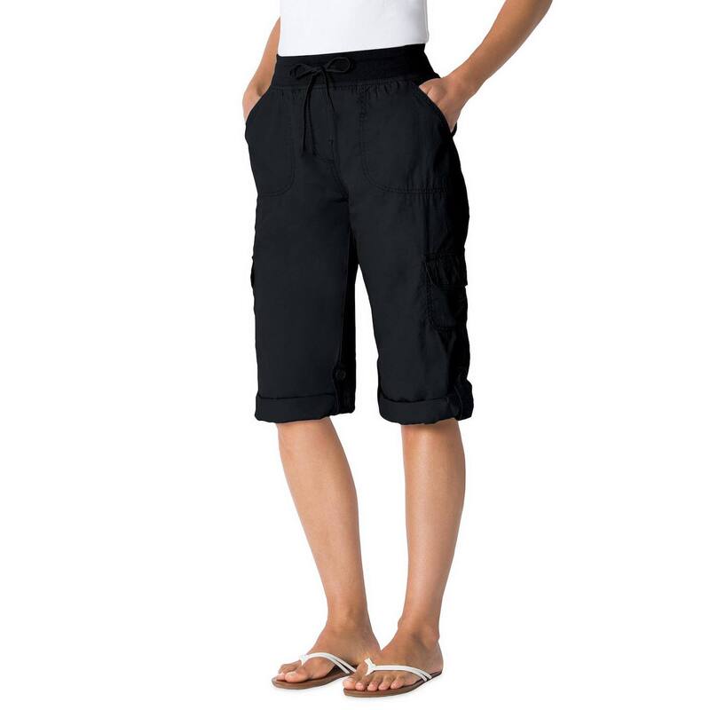 ウーマン ウィズイン レディース ボトムス カジュアルパンツ プラスサイズ プチ キャップ Woman Within Plusize Petite Convertiblength Cargo Capri/Bermuda Black ブラック