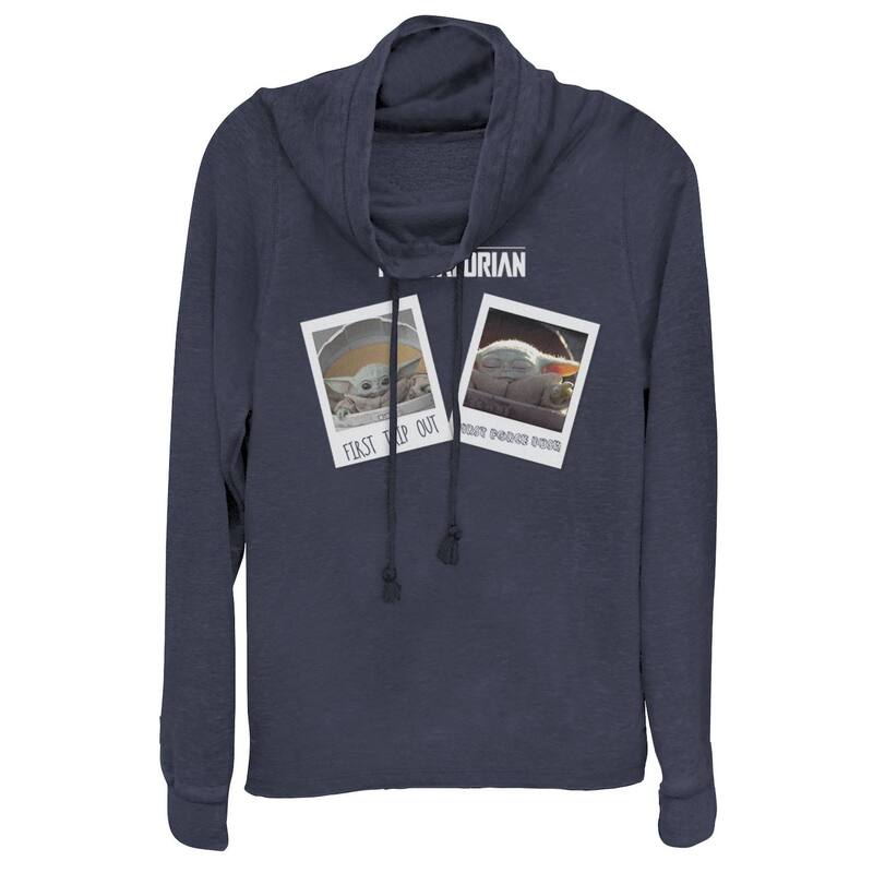 アニメキャラクター レディース トップス Tシャツ グラフィック Licensed Character Juniors' Star Wars The Mandalorian Babyoda Memories Cowlneck Graphic Lightweight Long Sleeve Navy ネイビー｜ReVida 店