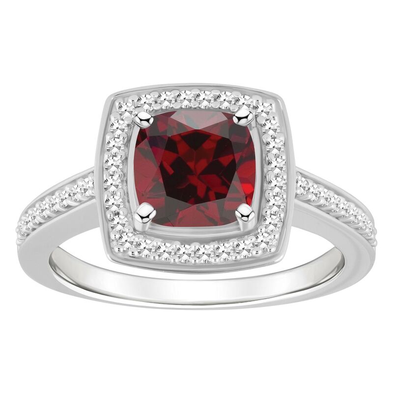 Celebration Gems レディース アクセサリー リング Celebration Gemsterling Silver 7 mm Cushion Gemstone & 1/4 Carat.W. Diamond Halo Ringarnet シルバー