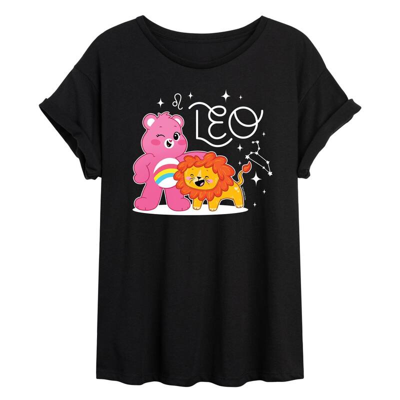 アニメキャラクター レディース トップス Tシャツ Licensed Character Juniors' Care Bears Leoversized Tee Black ブラック