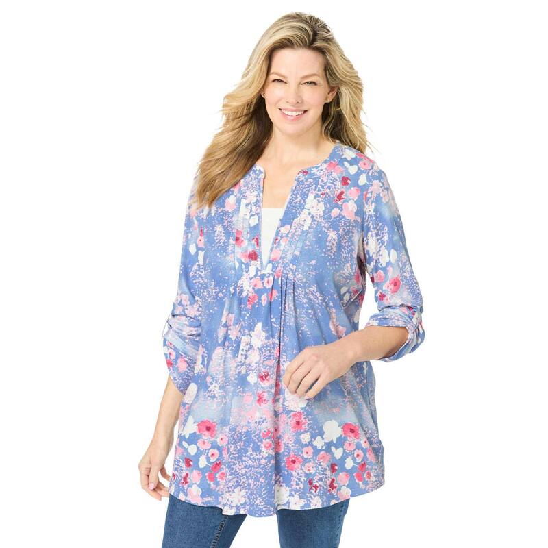成人女性 ウィズはたご屋 レディース トップス プルオーバー 足し加える大きさ Woman Within Plusize 7-Day Layered-Look Tunic French Blue Meadow 青色