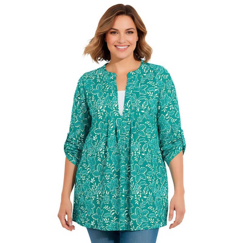 ウーマン ウィズイン レディース トップス Tシャツ プラスサイズ Woman Within Plusize 7-Day Layered-Look Tunic Waterfall Etch Floral