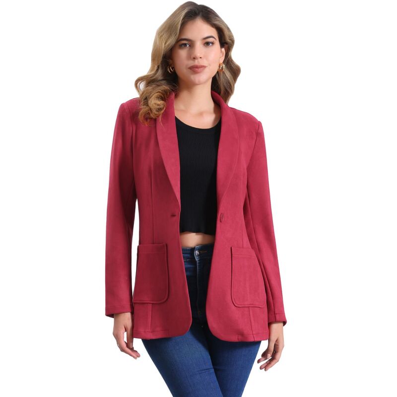 アレグラ ケー レディース アウター ジャケット・ブルゾン スエード ブレザー ALLEGRA K Faux Suede Blazer for Women's Lapel Collar One Button Dressy Suit Jacket Red レッド 15,895円