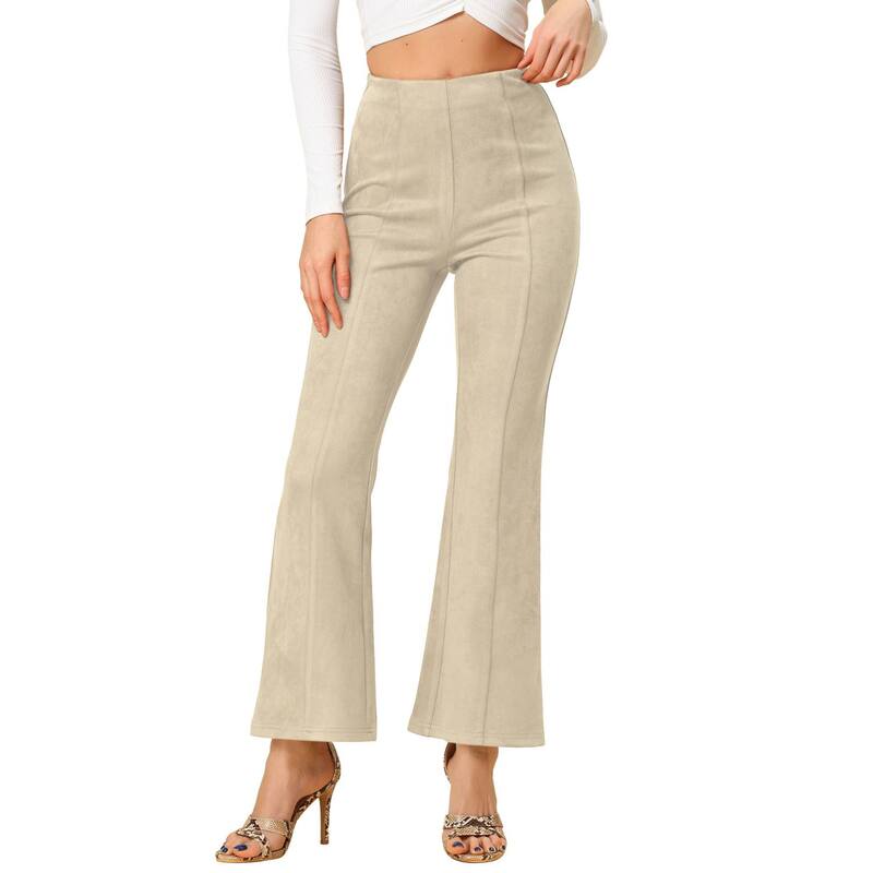 アレグラ ケー レディース ボトムス カジュアルパンツ スエード ニット ALLEGRA K Women'solid Flared Hidden Side Zipper Knitted Faux Suede Flared Pants Beige ベージュ 14,026円