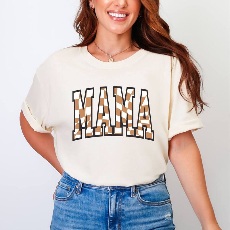 Simply Sage Market レディース トップス ティーシャツ Simply Sage Market Varsity Checkered Mama Garment Dyed Tee Ivory 象牙色 レディースファッション-Tシャツ・カットソー-トップス