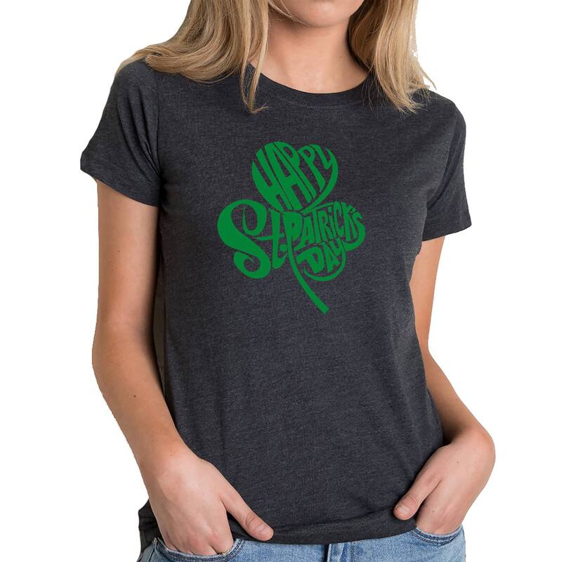 エルエーポップアート レディース トップス ティーシャツ 天使の都市 Pop Art St. Patrick\u0027s Day Shamrock - Women\u0027s Premium Blend Word Art-shirt Black 黒いこと レディースファッション-Tシャツ・カットソー-トップス