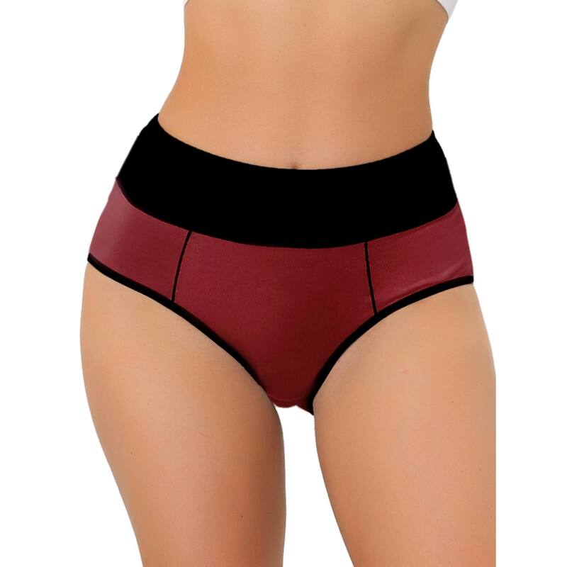 アレグラ ケー レディース アンダー御召しもの ズボン下 ご機嫌酉の方角 つけ加える大きさ ALLEGRA K Women\u0027s High Waistummy Control Color-Block Brief Available インチ Plusize Burgundy バーガンディ