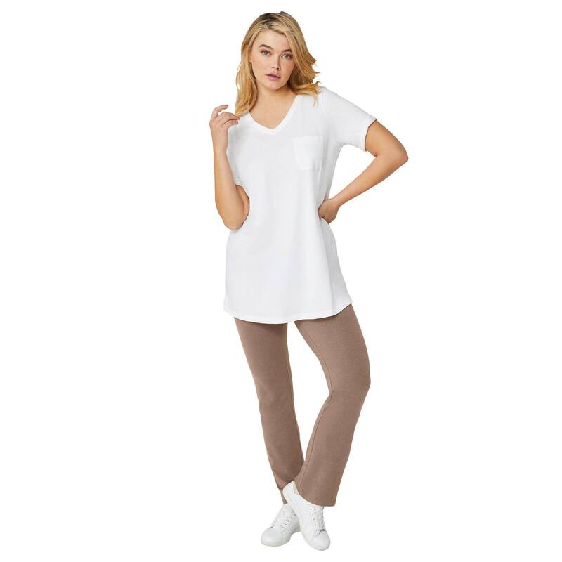 Ellos レディース ボトムス カジュアルパンツ ブーツカット プラスサイズ コットン ブーツ レギンス ellos Plusize Cotton Spandex Bootcut Leggings Dark Taupe トープ