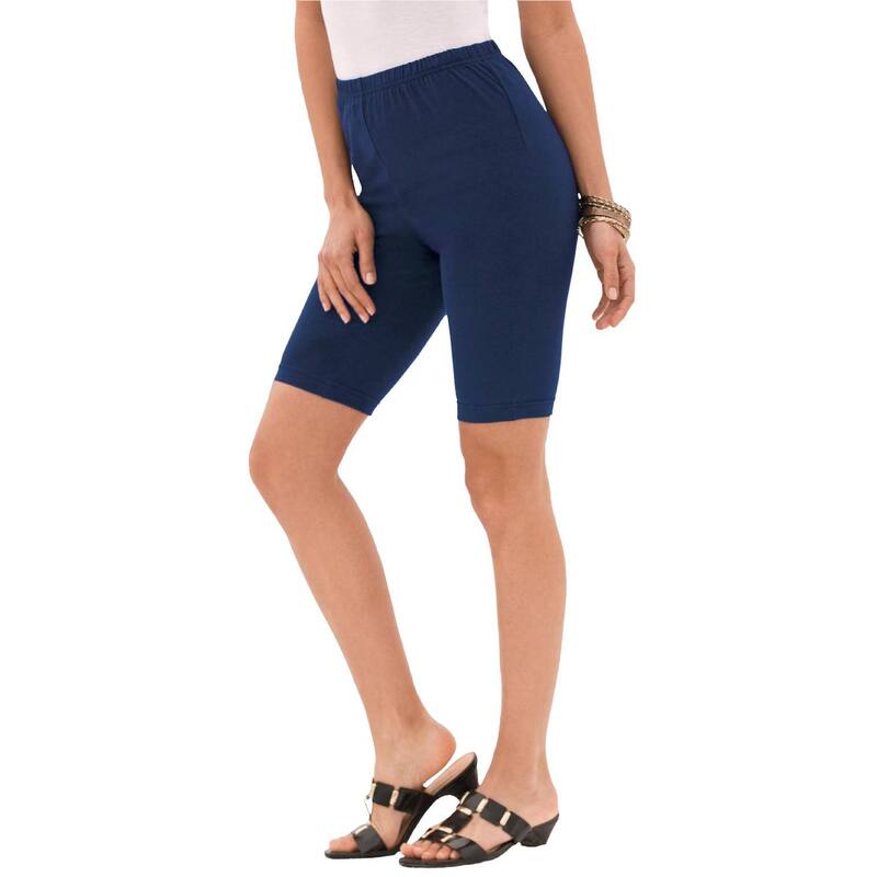 ロアマンズ レディース ボトムス ハーフパンツ・ショーツ プラスサイズ ショートパンツ Roaman's Women's Plusizeveryday Essential Stretch Bike Shorts Navy ネイビー｜ReVida 店
