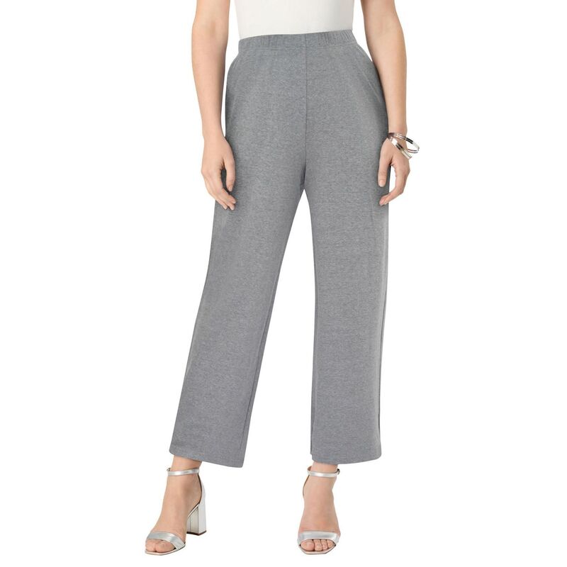 ロアマンズ レディース ボトムス カジュアルパンツ プラスサイズ キャップ ニット Roaman's Women's Plusize Soft Knit Straight-Leg Capri Pant Medium Heather Grey グレー