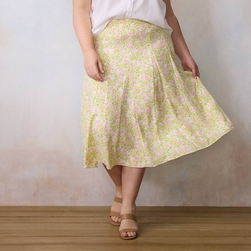 LC Lauren Conrad レディース ボトムスカート プラスサイズ ミディ Plusize LC Lauren Conrad High-Rise Godet Midi Skirt Ivory Lena Grove アイボリー
