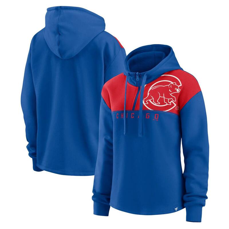 ファナティクス レディース トップス Tシャツ パーカー Women's Fanatics Branded Royal Chicago Cubs Iconic Overslide Color-Block Quarter-Zip Hoodie Cublue ブルー