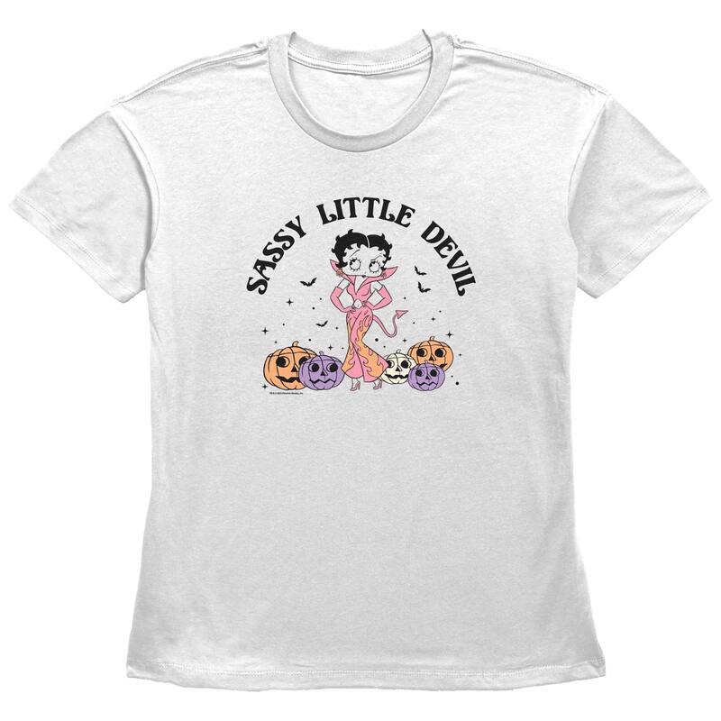 アニメキャラクター レディース トップス Tシャツ グラフィック Licensed Character Women's Betty Boop Sassy Little Devil Graphic Tee White ホワイト