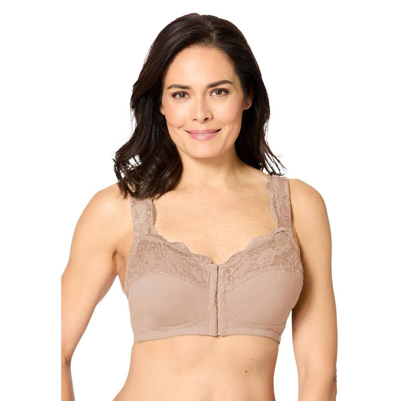 コンフォート より分ける レディース アンダー御召しもの ブラ つけ加える大きさ Comfort Choice Women\u0027s Plusize Front Close Wireless Gel Strap Bra Beige ベージュ