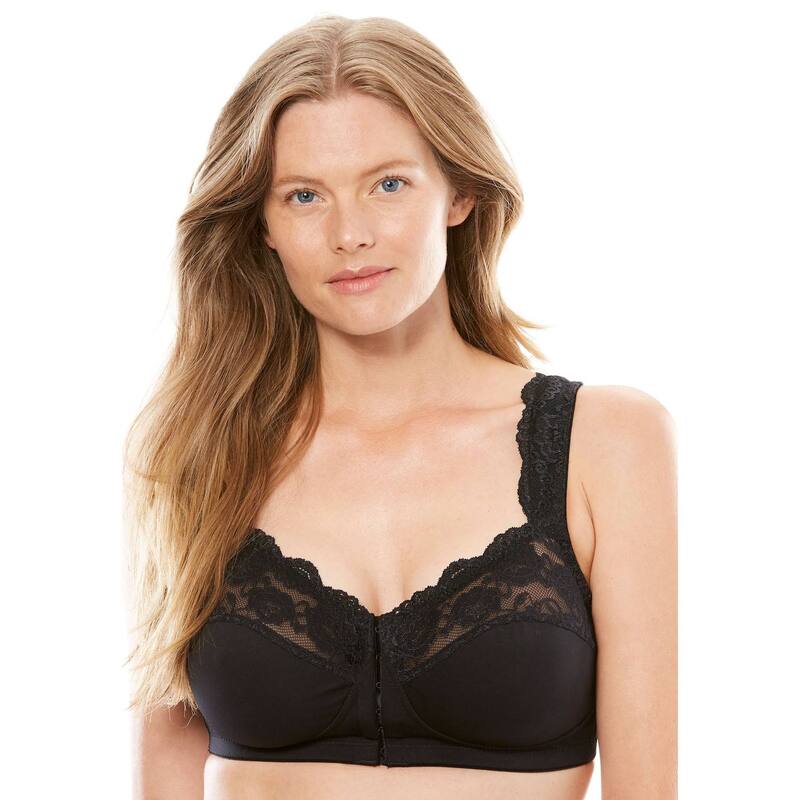 コンフォート より分ける レディース アンダー御召しもの ブラ つけ加える大きさ Comfort Choice Women\u0027s Plusize Front Close Wireless Gel Strap Bra Black 黒いこと