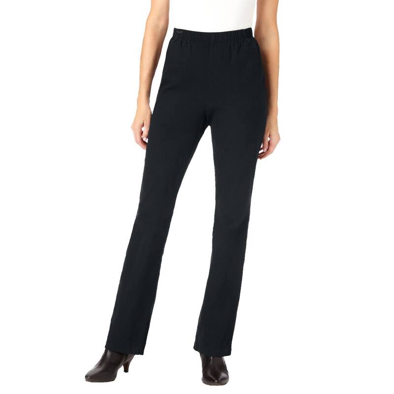 ウーマン ウィズイン レディース ボトムス デニムパンツ ブーツカット プラスサイズ ブーツ ジーンズ Woman Within Plusize Fineline Stretch Denim Pull-On Bootcut Jeans Black ブラック|ReVida 店
